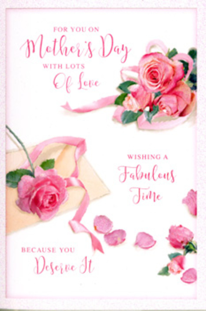 This Mother's Day card image looks like a carefully styled flat-lay, as if a bouquet from Cheam Flowers has been gently opened and arranged on crisp white paper. Several lush pink roses form the focal point, each bloom depicted in loving detail, with rounded, overlapping petals that transition from pale blush near the outer edges to richer rose tones toward the centre. The roses sit close together, almost touching, which lends the composition a sense of warmth and togetherness often associated with family gatherings in Cheam. Around them, scattered petals rest lightly on the white background, their curved shapes and varying sizes creating a soft rhythm across the card. A subtle pastel ribbon weaves in and out of the main cluster, its smooth texture and gentle sheen suggesting satin or silk, like the ribbons used to finish special bouquets for local deliveries near Nonsuch High Street. The lighting appears natural and diffused, as if the card were photographed near a window on a bright but gentle spring morning, with no harsh shadows to break the calm. Elegant calligraphy flows across the scene, carrying a tender Mother's Day message in sweeping curves that mimic the organic lines of stems and petals. The letters seem to interact with the flowers, weaving between them rather than floating separately, which gives the overall design a unified, harmonious feel. Emotionally, the card radiates appreciation, comfort, and a sense of being cherished, like the feeling of receiving a surprise bouquet at home in Cheam. It is a visual expression of love that pairs beautifully with real roses delivered to mark the day.